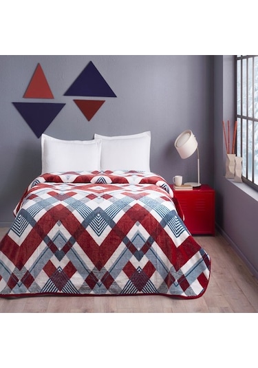 TAÇ ÇİFT KİŞİLİK POLYESTER BATTANİYE LEON KIRMIZI Kirmizi