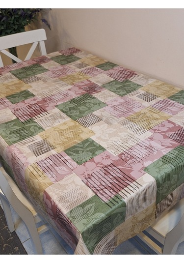 Elyaflı Pvc Muşamba - Desenli Silinebilir Masa Örtüsü Yeşil Fnt1246 Yeşil