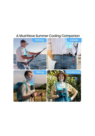 Boatshop1 2025 Aı Siyah Taşınabilir Fan 6600rpm 4 Hız Şarj Edilebilir 25 Saat Çalışma Bel Ve Boyun Fanı Kamp İş Yeri Açık Hava