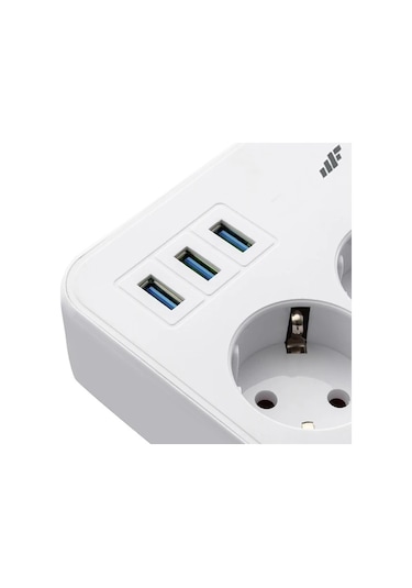 Mf Product Jettpower 0370 Akım Korumalı 3 Usb'li 3'lü Grup Priz