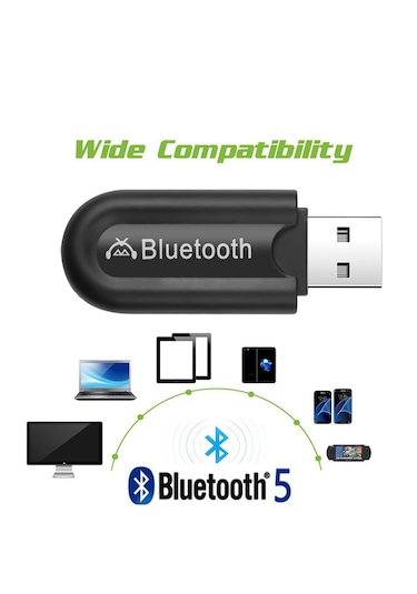 Hjx-001 Araba Usb Bluetooth 5 Adaptörü Ses Müzik Verici Alıcı 3.5mm Aux Tv Pc Kulaklıklar İçin