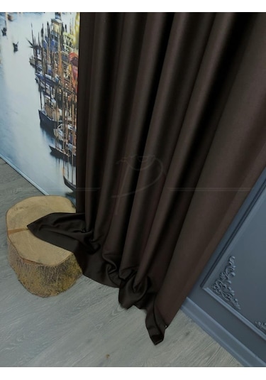 Fon Perde Blackout Karartma Işık Ve Isı Engelleme Özelliği Koyu Kahve Çok Renkli