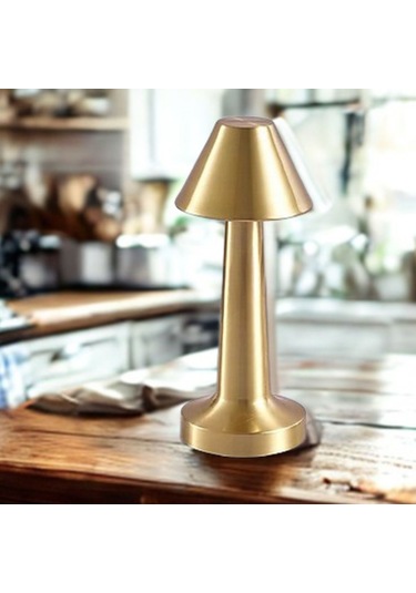 Buffer Çatı Model Gold Renk Şarjlı Dokunmatik 3 Renkli Led Masa Lambası Gold