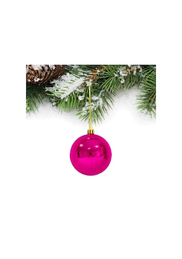 Yılbaşı Çam Ağacı Süsü Fuşya Top 6 Cm 6'lı
