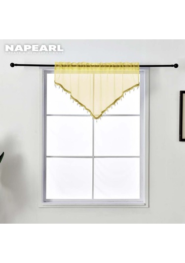 Sarı 1 Adet Napearl Şeker Renkler Dekoratif Saçak Perde Sırf Mutfak Yatak Odası Pencere Kısa Tül Perde Ev Dekor İçin