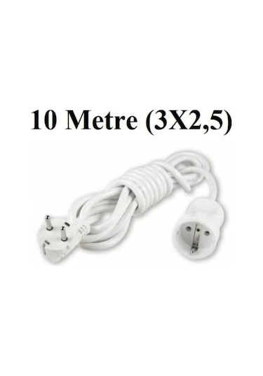 Topraklı Uzatma Seyyar Kablosu 10 Metre Tekli Priz 3x2,5 Mm Seyyar Uzatma Kablosu