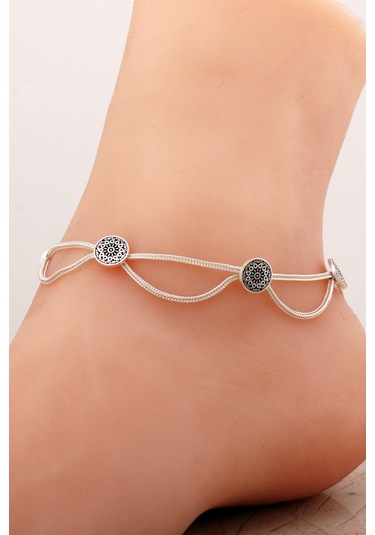 Anadolu Motifli Hasır Elişi Gümüş Halhal 396 Gümüş