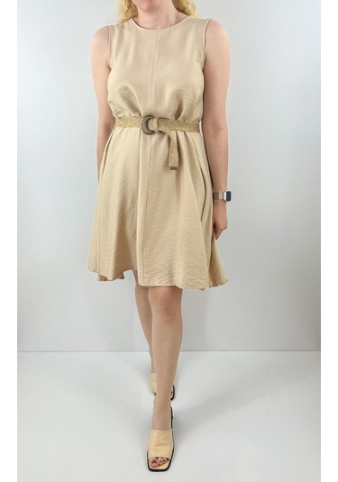 Modaonna Kalın Askılı Keten Elbise