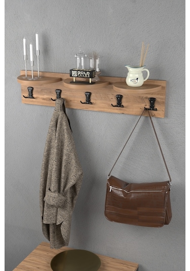 Askılık Duvar Elbise Askılığı Portmanto 80 Cm Ceviz Diğer