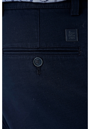 Lacivert Armürlü %100 Pamuk Yan Cepli Slim Fit Dar Kesim Casual Pantolon 1003235117-lacivert Lacivert