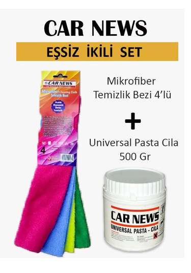 Car News Mikrofiber Temizlik Bezi 4 Adet Ve Universal Pasta Cila 500 Gr