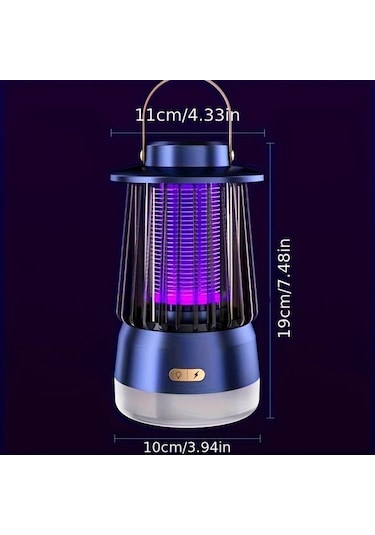 Xuweiwei Siyah Yüksek Verimli Sessiz Usb Şarjlı 1200mah Pil Böcek Haşere Kontrolü İç Dış Mekan Kullanım