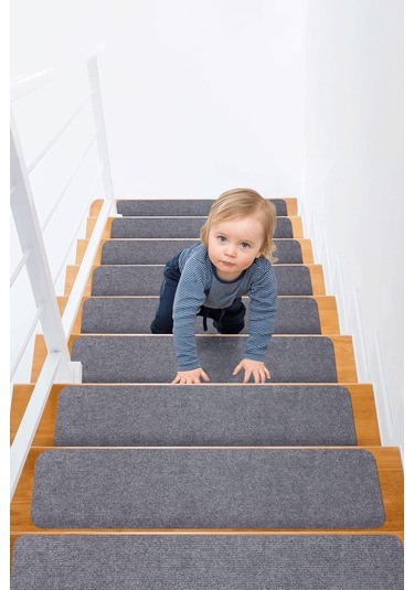 Halifleks Yapışkan Tabanlı Merdiven Basamak Paspası Rip Halı Kaymaz Tabanlı - Füme Null