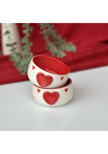 İsme Özel Kalp Seti 2 Adet Mug & 1 Adet Kase Kırmızı Beyaz