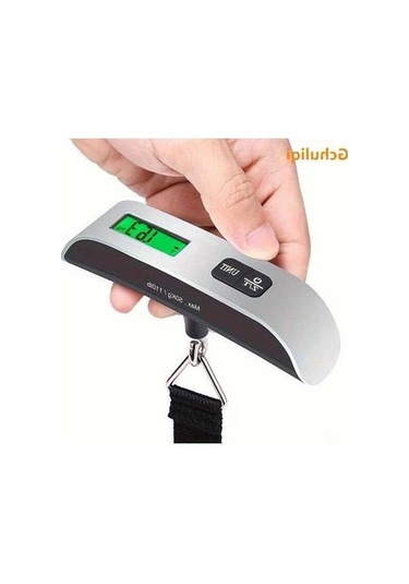 Fastbuy Simli 110lb 50kg Dijital Terazisi Portatif Valiz Seyahat El Tipi Asılı Lcd Ekranlı Havalimanı Pil Çalışan Tartım Aydı Simli