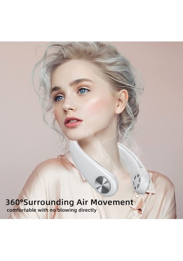 Boyun Fanı, Portatif Fan Kişisel Fan Eller Serbest Bladeless Boyun Fanı 3 Hız Ayarı 360 Soğutma Usb Giyilebilir, Beyaz Ekvcvy Beyaz