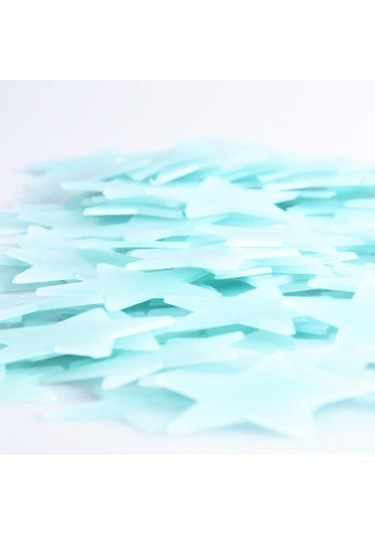 Xiyyadms 100 Adet Parlayan Gece Yıldızı Çıkartması - Çocuk Odası Dekoru İçin Işıkla Şarj Olan Yapışkan Yıldızlar Mavi