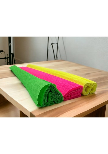 Roco Paper Neon Renkli Krapon Kağıtları - 3'lü Set 40gr 50x250cm