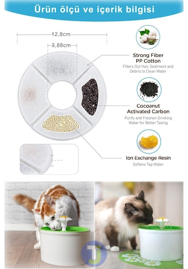 Technojet Kedi Köpek Otomatik Su Pınarı Çeşmesi Yedek 4'lü