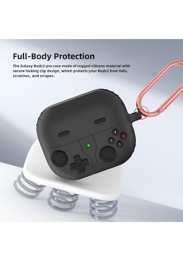 Samsung Galaxy Buds 3 / Galaxy Buds 3 Pro Uyumlu Silikon Kılıf Anahtarlıklı Kılıf Siyah