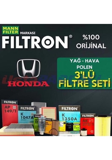Honda Jazz 1.4 Mann Filtron Filtre Bakım Seti 2002-2008 L13A