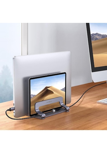 Ugreen Masaüstü Alüminyum Çift Yuvalı Dikey Notebook Macbook Laptop Standı