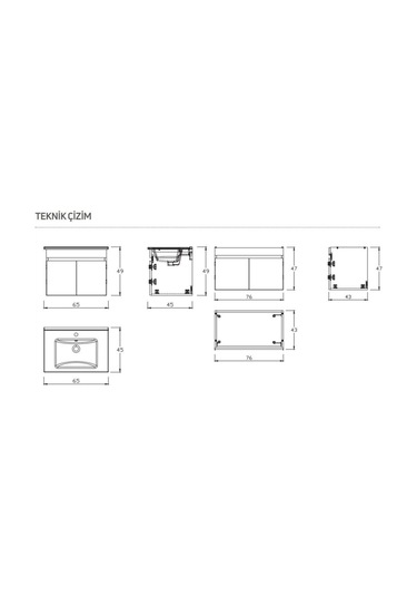Creavit Flexio 65 Cm Katlanabilir Banyo Dolabı Beyaz Set