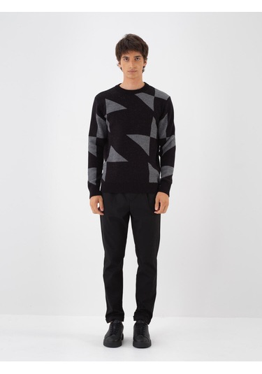 Siyah Doğal Yün Dokulu Regular Fit Kazak 801838 Siyah Siyah Doğal Yün Dokulu Regular Fit Kazak 801838 Siyah