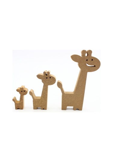 Na Neşeli Ahşap Ahşap Şirin Zürafa Figürü 3 Lü Takım 15cm 10cm 6cm Ahşap Boyama Ürünü.boyama Etkinliği.okul Öncesi Model 3lüşrnzürafaboyasız