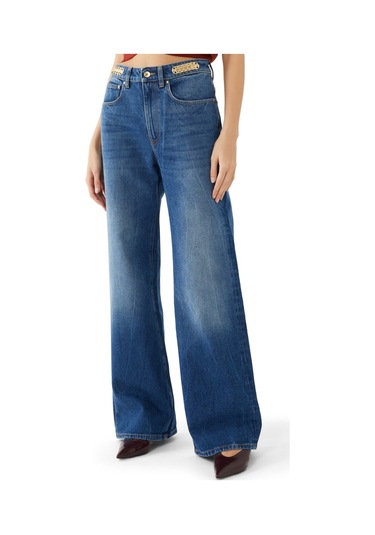 Rabanne Düz Kesim Denim Pantolon Mavi