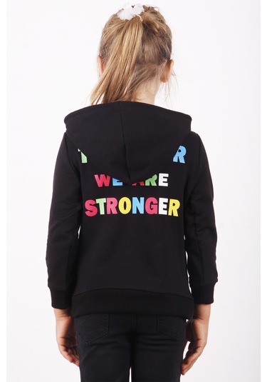 Toontoy Kız Çocuk Stronger Baskılı Sweatshirt Gri Melanj