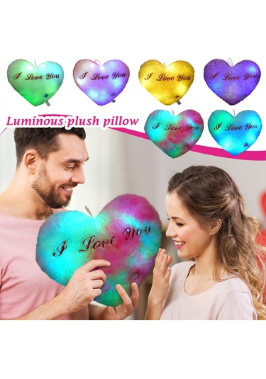 Yaratıcı Parıldayan Kalp Yastık Renkli Işıklı Led Aşk Kalp Şeklinde Peluş Atma Yastığı Sevgililer Günü Hediyesi İçin Düğün Dekoru Kız Arkadaş İçin Ev Kanepesi Diğer