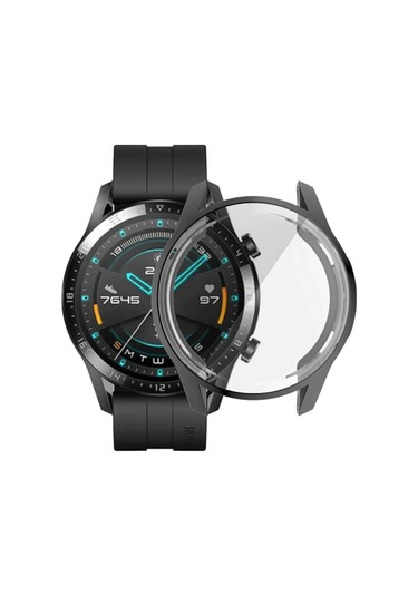 Forzacase Huawei Watch Gt 2 46mm İle Uyumlu Önü Kapalı Ekran Korumalı Silikon Kılıf - Fc010 Siyah