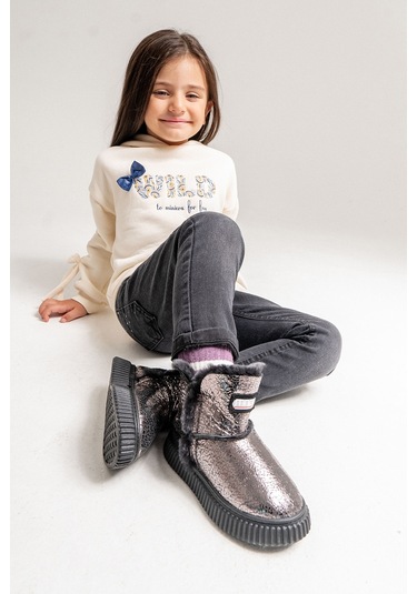 Mnpc Kız Çocuk Platin Hakiki Deri Hakiki Kürklü Suya Dayanıklı Bot 25k4b11048483 Platin