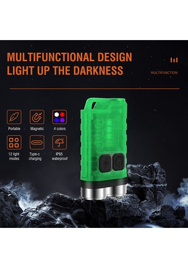 Yunboo Küçük Anahtar Zinciri Feneri, 4 Renkli Işık Kaynağı, 5 Seviye Parlaklık, Ip65 Su Geçirmez, Type-c Şarjlı, 900lm, Mini Boyut, Taşınabilir İçin Dışlı Litiyum Pil Beyaz