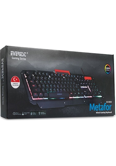 Everest KB-R800 METAFOR Usb Kablolu Gökkuşağı Aydınlatmalı Metal Yüzey Gaming Q Klavye