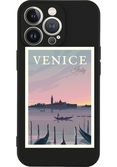 Iphone 13 Pro Venice Italy Tasarımlı Siyah Telefon Kılıfı Siyah81