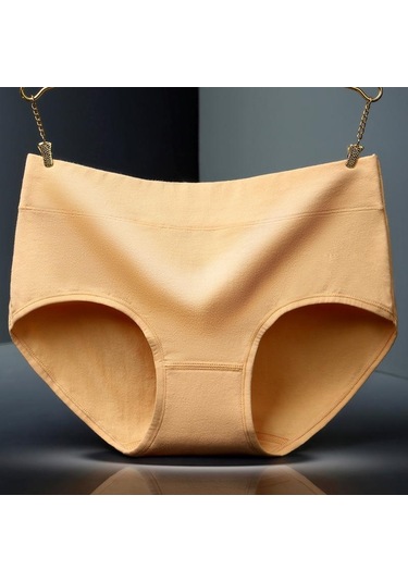 Kayısı Orta Bel Kadın Saf Pamuk Nefes Alabilir Ve Moda Basit Düz Renk Üçgen Büyük Boy Saf Pamuk Kadın İç Çamaşırı Kayısı