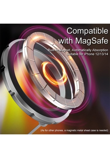 G118 1080 Derece Dönen Katlanır Manyetik Telefon Tutucu Pano Vantuz Araç Montajı Gri