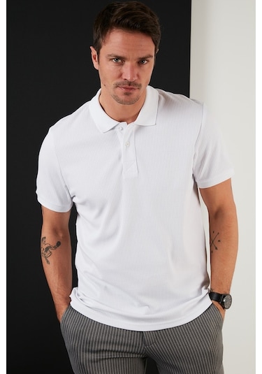 Buratti Pamuklu Regular Fit Düğmeli Erkek Polo Yaka T Shirt 5902281 Beyaz