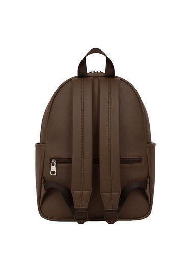 Yuga Suni Deri Dört Gözlü Sırt Çantası Kahverengi kahverengi