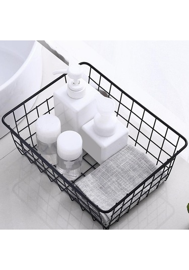 Suntek Tel Sepet Vintage İstiflenebilir Gıda Saklama Sepeti Siyah