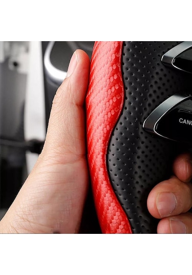 Kaymaz Direksiyon Simidi Yükseltici Kılıfı Karbon Fiber Araba Direksiyon Simidi Tutacakları Kılıfı Mavi