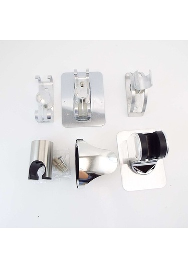 Primepickings G Asılı Kendinden Yapışkanlı Duvara Monte Braket Tutucu Ayarlanabilir Duş Başlığı Sabit Ta 2 Katlı Gri