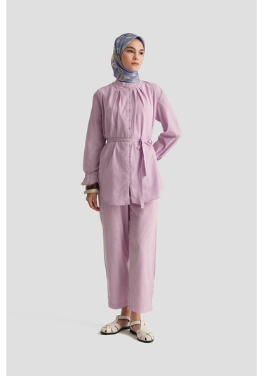 Armine Düğme Detaylı Takım 25y6012 Lila Lila