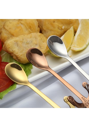 Kosona 304 Paslanmaz Çelik Kupa Asma Kase, Kafa Desenli Kawaii Kahve Kaşığı, Dondurma Kaşığı, Mor Renkli, Yiyecek Dereceli, Dayanıklı Diğer