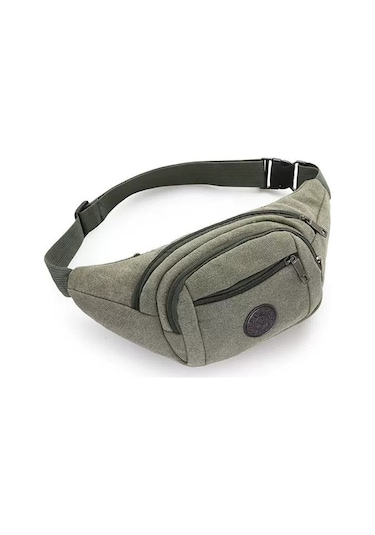 Erkekler İçin Pratik Ve Şık Kanvas Bel Çantası, Koşu Ve Spor Aktivitelerinde Rahat Kullanım, Omuz Askılı Çok Amaçlı Çanta, Şantiyede Ve İşte Kullanıma Uygun Dayanıklı Yazarkasa Çantası Yeşil