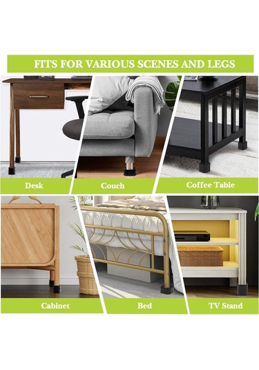 Hombey 8 Adet Yüksek Dayanıklı Masa Sandalye Divan Yükseklik Artırıcı, 1-3 İnç Ayarlanabilir, Siyah Plastik Mobilya Raise Blokları