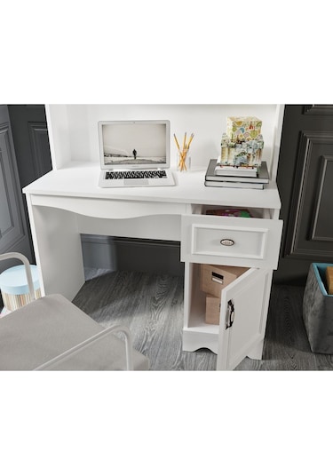 Baby Darling %100 Mdf Lisa Çalışma Masası Beyaz Üst Ünite Dahil Beyaz