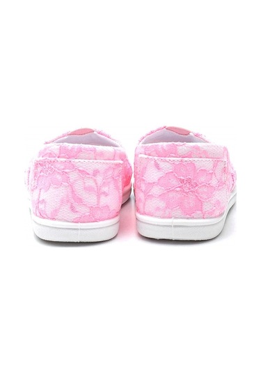 Dantelli Çocuk Keten Babet Ayakkabı-pembe-f-4001 Pembe